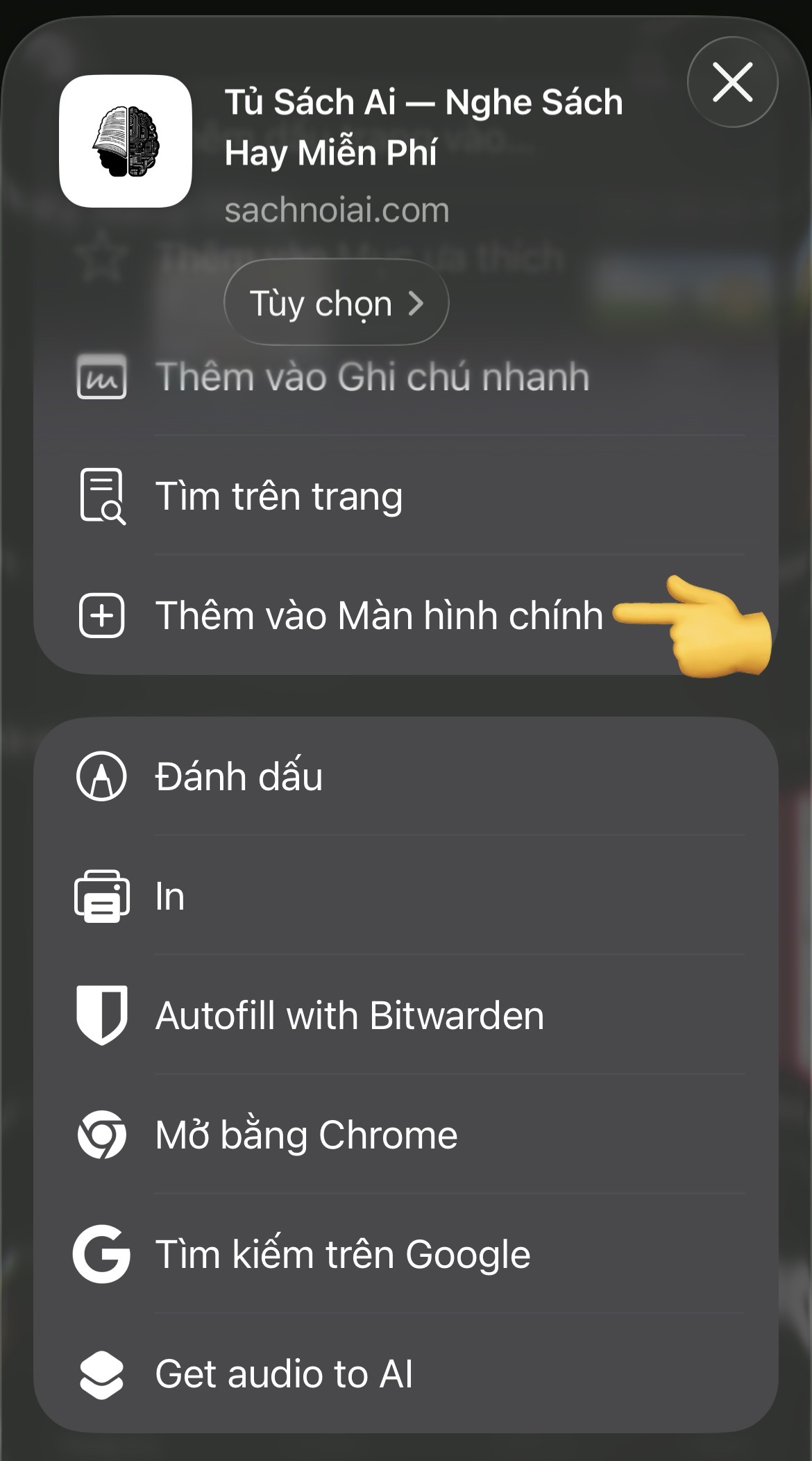 Bước 3: Thêm vào Màn hình chính